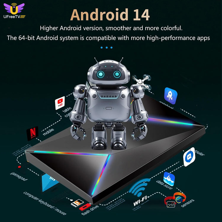 Ufree box R69 plus smart Streaming Box for tv  8K/4k HDR-Android 14.0