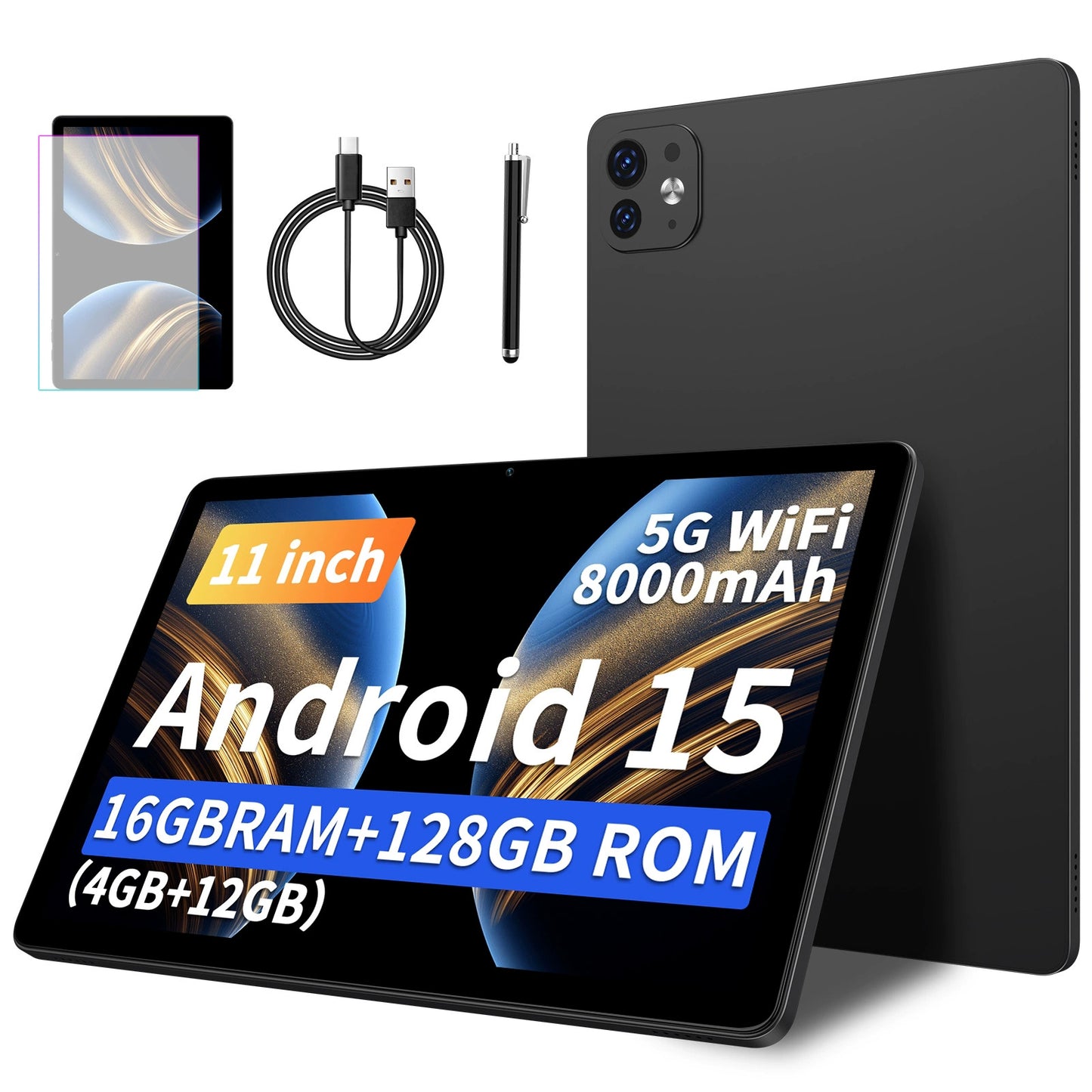 Ufree Streaming tablet M60 11-inch  tablet  with a keyboard, mouse, protective case, stylus, octa-core processor, 8000mAh battery,  IPS high-definition display, and supports WiFi 5G dual-band  Android 15 operating system