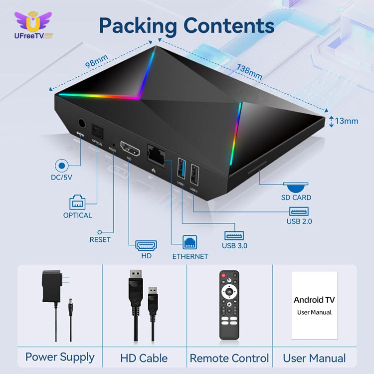 Ufree box R69 plus smart Streaming Box for tv  8K/4k HDR-Android 14.0